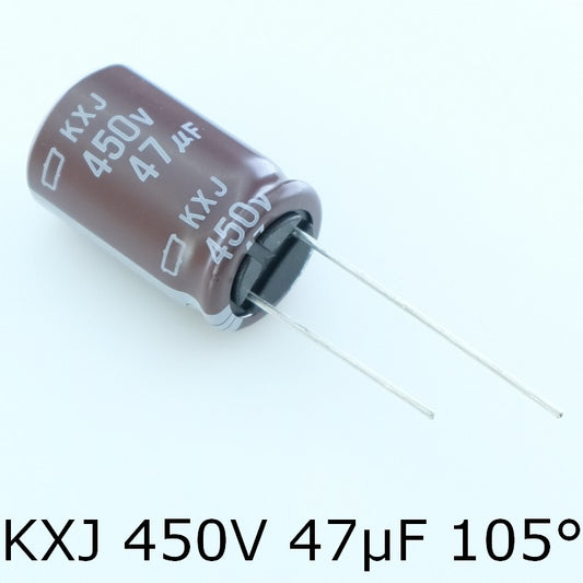 Condensateur 47µF 450V Aluminium Lytic 16x25mm 105° pas7.5 KXJ Chemi-con