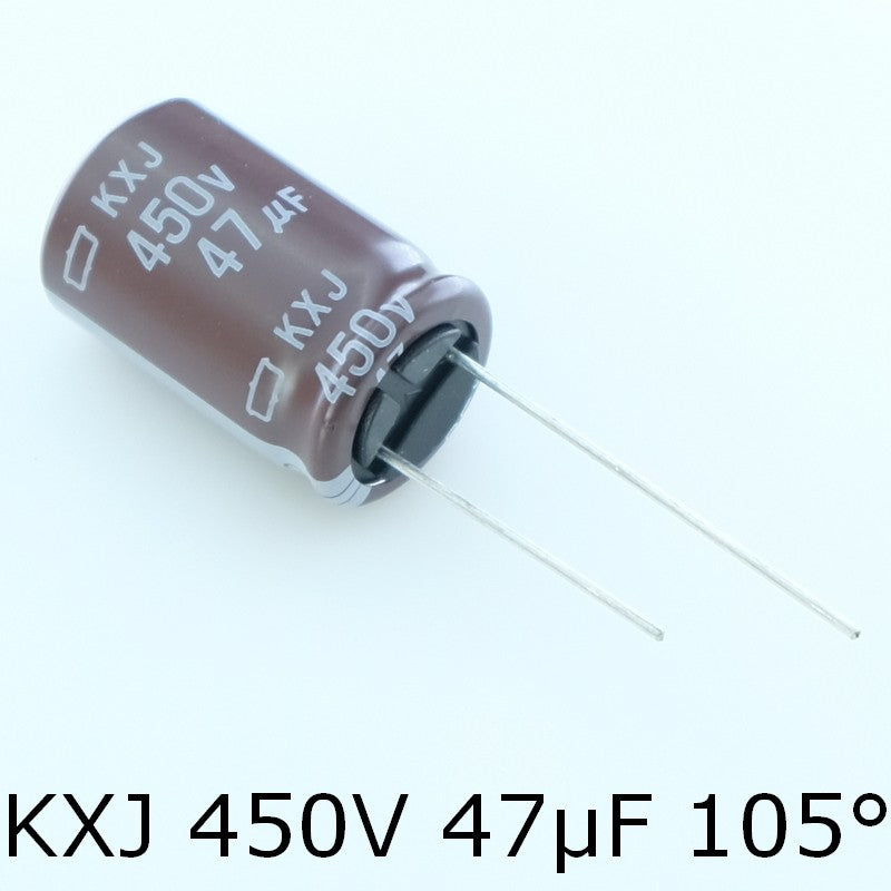 Condensateur 47µF 450V Aluminium Lytic 16x25mm 105° pas7.5 KXJ Chemi-con