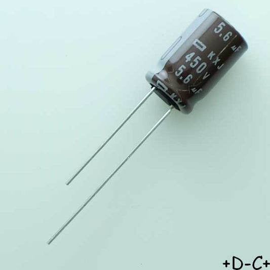Condensateur 5.6µF 450V Aluminium Lytic 10x16mm 105° 20% KXJ Chemi-Con