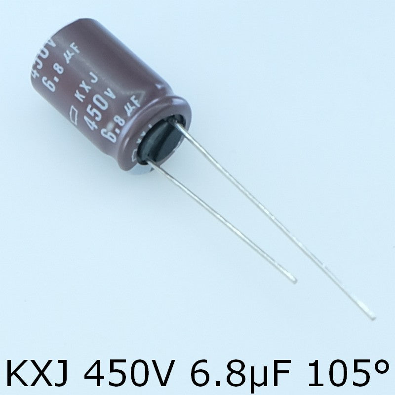 Condensateur 6.8µF 450V Aluminium Lytic 10x16mm pas5 serie KXJ Chemi-con