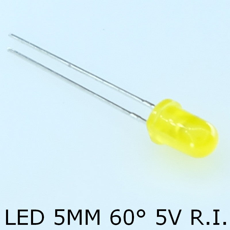 Led jaune 5mm 20mA 590nm 60° 20mcd L-53YD 5V R.I. Kingbright