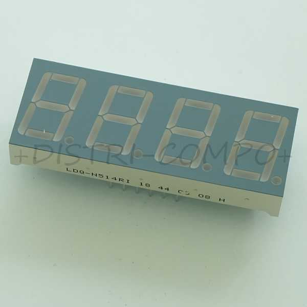 Afficheur 7 segment 4 Digits rouge CC 3900ucd LDQ-N514RI Lumex - Distri-Compo