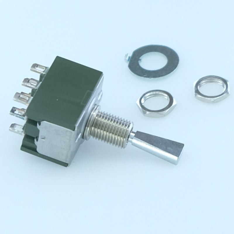 Commutateur à bascule miniature ON-OFF-ON 125V 6A 30V 3A M2033ES1W01 NKK - Distri-Compo