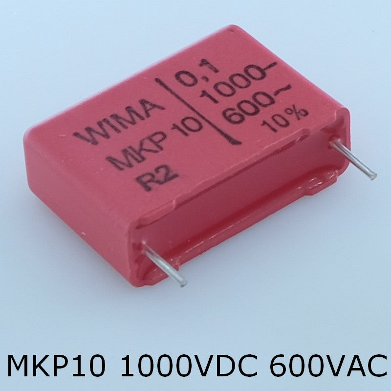 Condensateur film PP MKP10 100nF 1000VDC 600VAC 8.5x18.5x26.5mm pas22.5 10% Wima - Distri-Compo