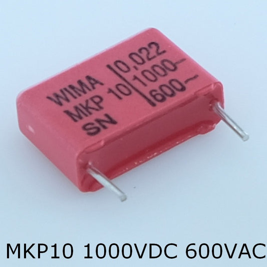 Condensateur film PP MKP10 22nF 1000VDC 600VAC 6x12.5x18mm pas15 10% Wima - Distri-Compo