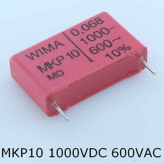 Condensateur film PP MKP10 68nF 1000VDC 600VAC 7x16.5x26.5mm pas22.5 10% Wima - Distri-Compo