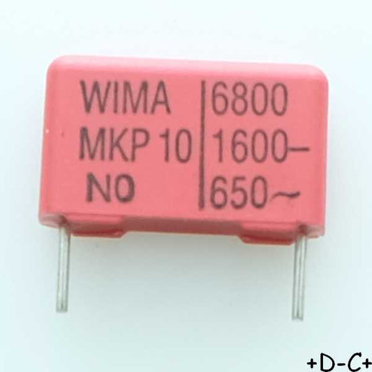 Condensateur film PP MKP10 6.8nF 1600VDC 650VAC 5x11x18mm pas15 10% Wima