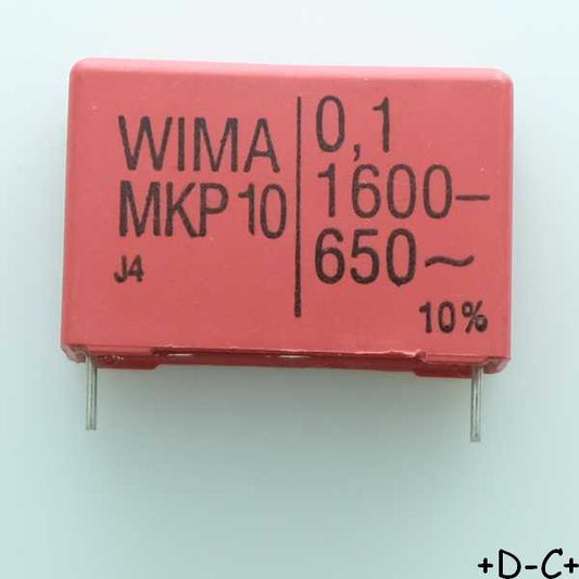 Condensateur film PP MKP10 100nF 1600VDC 650VAC 11x21x31.5mm pas27.5 10% Wima
