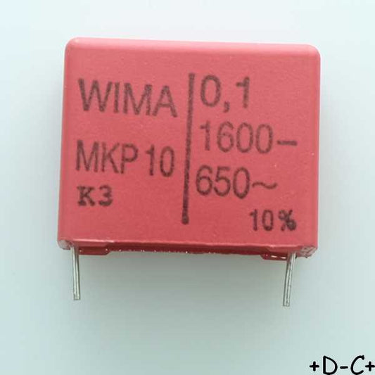 Condensateur film PP MKP10 100nF 1600VDC 650VAC 11x21x26.5mm pas22.5 10% Wima