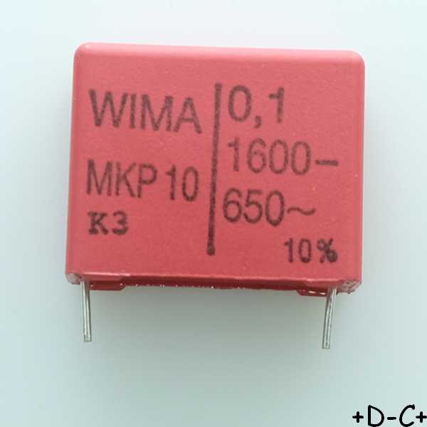 Condensateur film PP MKP10 100nF 1600VDC 650VAC 11x21x26.5mm pas22.5 10% Wima