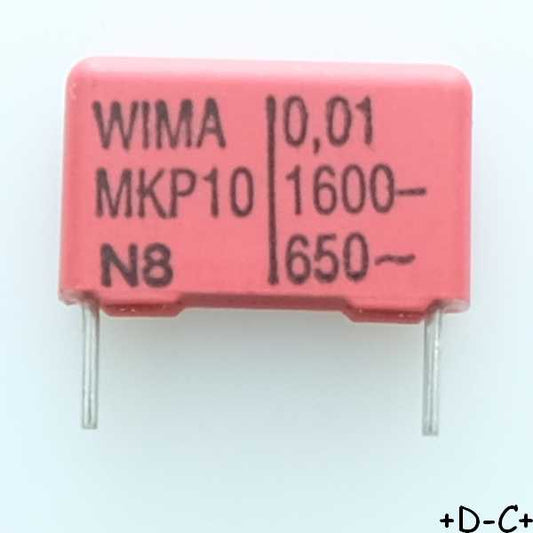 Condensateur film PP MKP10 10nF 1600VDC 650VAC 5x11x18mm pas15 10% Wima