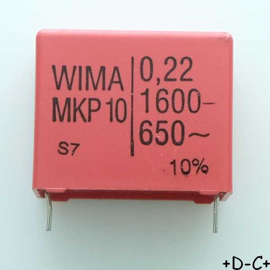 Condensateur film PP MKP10 220nF 1600VDC 650VAC 15x26x31.5mm pas27.5 10% Wima