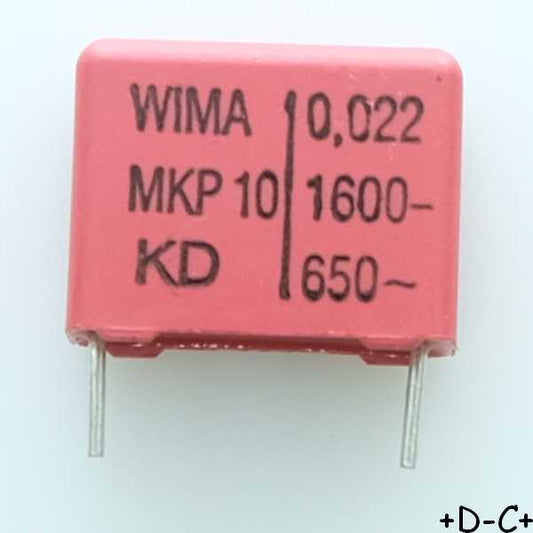 Condensateur film PP MKP10 22nF 1600VDC 650VAC 7x14x18mm pas15 10% Wima