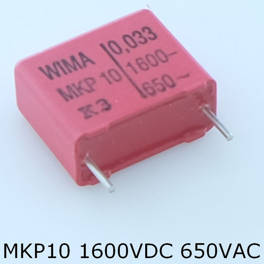Condensateur film PP MKP10 33nF 1600VDC 650VAC 8x15x18mm pas15 10% Wima
