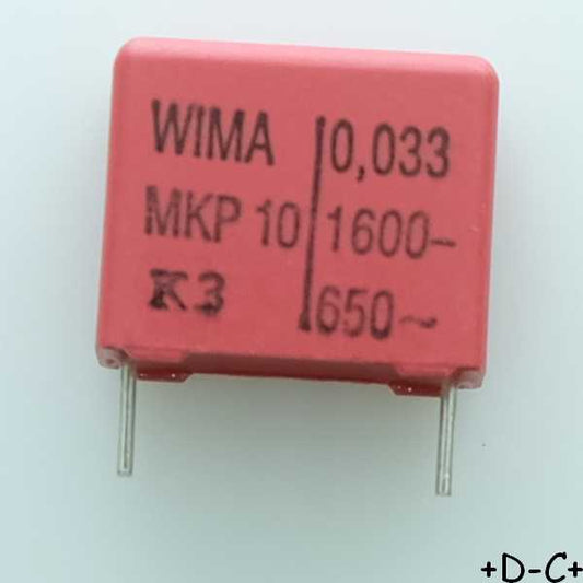 Condensateur film PP MKP10 33nF 1600VDC 650VAC 8x15x18mm pas15 10% Wima
