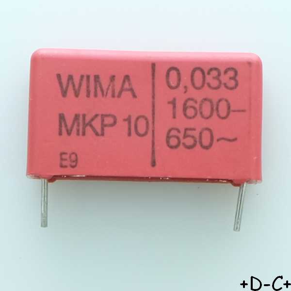 Condensateur film PP MKP10 33nF 1600VDC 650VAC 6x15x26.5mm pas22.5 Wima