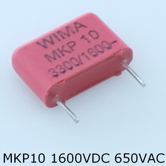 Condensateur film PP MKP10 3.3nF 1600VDC 650VAC 4x9x13mm pas10 10% Wima