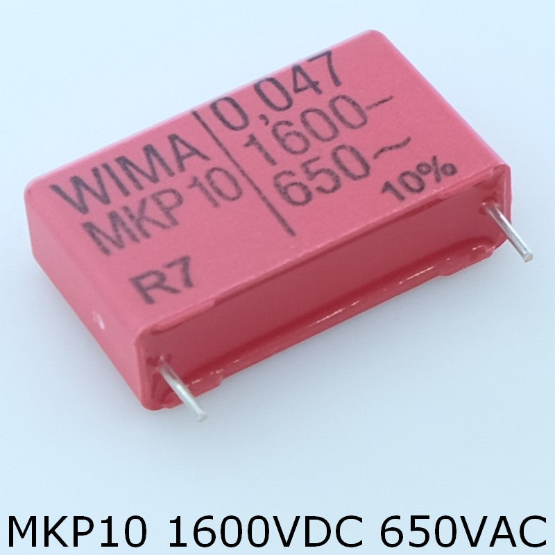 Condensateur film PP MKP10 47nF 1600VDC 650VAC 9x19x31.5mm pas27.5 10% Wima