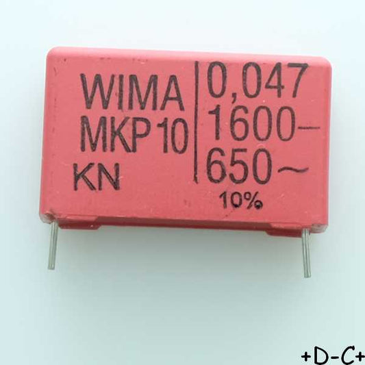 Condensateur film PP MKP10 47nF 1600VDC 650VAC 9x19x31.5mm pas27.5 10% Wima
