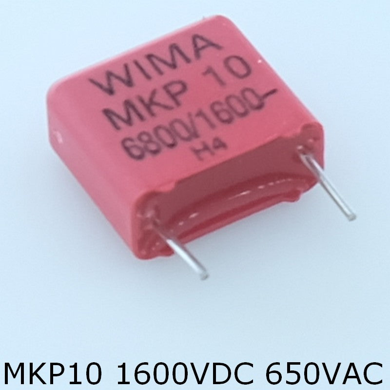 Condensateur film PP MKP10 6.8nF 1600VDC 650VAC 6x12x13mm pas10 10% Wima