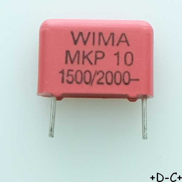 Condensateur film PP MKP10 1.5nF 2000VDC 700VAC 4x9x13mm pas10 5% Wima