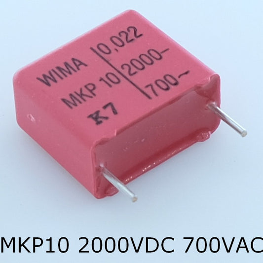 Condensateur film PP MKP10 22nF 2000VDC 700VAC 9x16x18mm pas15 5% Wima - Distri-Compo