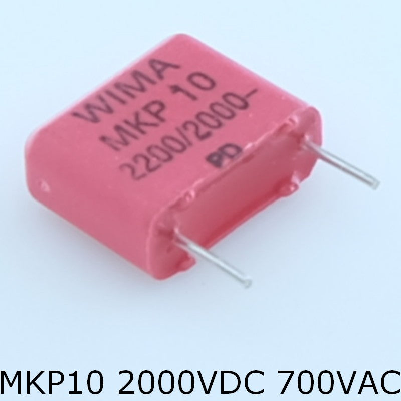 Condensateur film PP MKP10 2.2nF 2000VDC 700VAC 5x11x13mm pas10 5% Wima - Distri-Compo