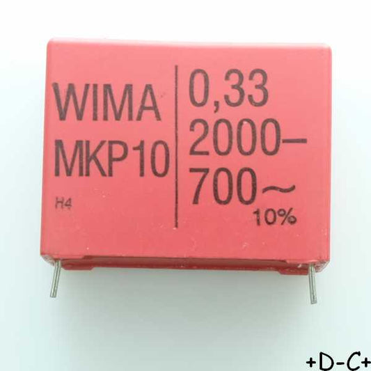 Condensateur film PP MKP10 330nF 2000VDC 700VAC 19x31x41.5mm pas37.5 10% Wima