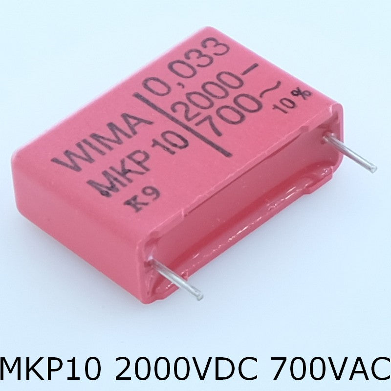 Condensateur film PP MKP10 33nF 2000VDC 700VAC 8.5x18.5x26.5mm pas22.5 10% Wima - Distri-Compo