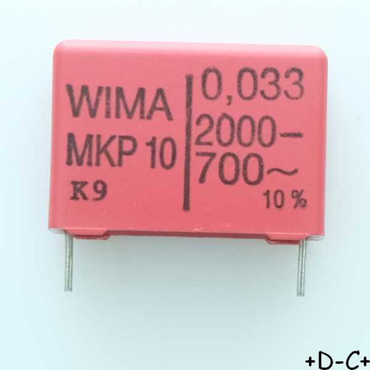 Condensateur film PP MKP10 33nF 2000VDC 700VAC 8.5x18.5x26.5mm pas22.5 10% Wima