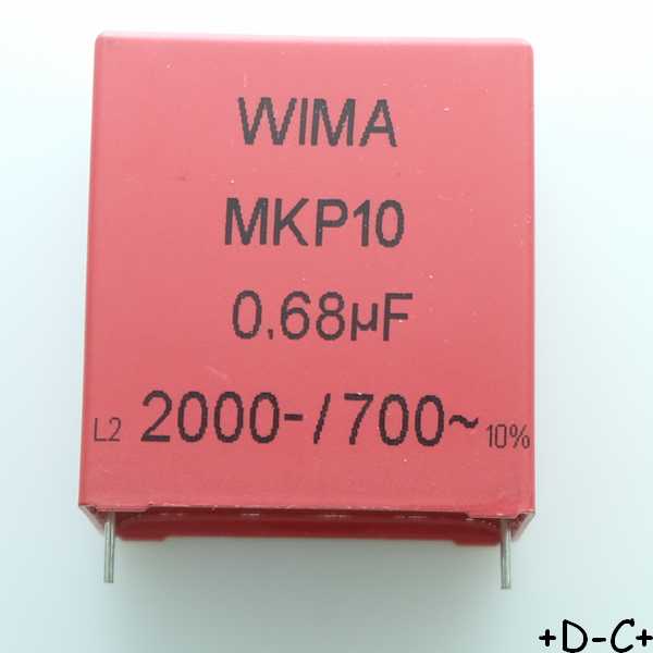 Condensateur film PP MKP10 680nF 2000VDC 700VAC pas37.5 10% Wima