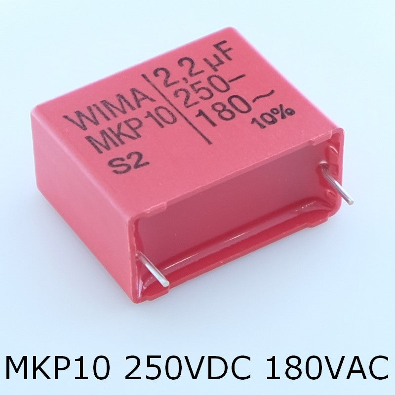 Condensateur film PP MKP10 2.2µF 250VDC 180VAC 15x26x31.5mm pas27.5 10% Wima