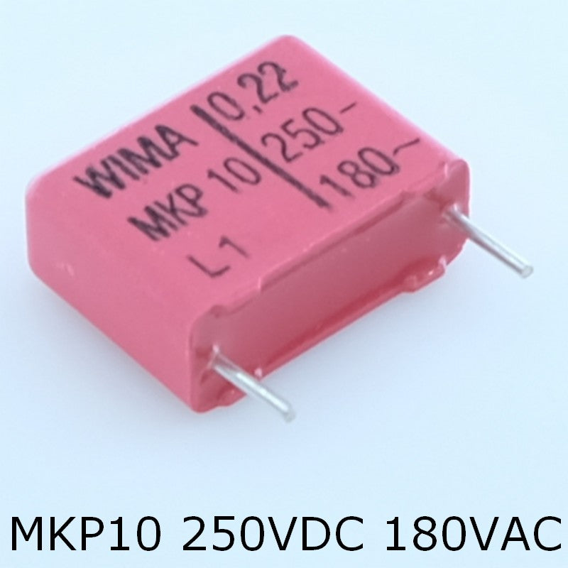 Condensateur film PP MKP10 220nF 250VDC 180VAC 7x14x18mm pas15 5% Wima