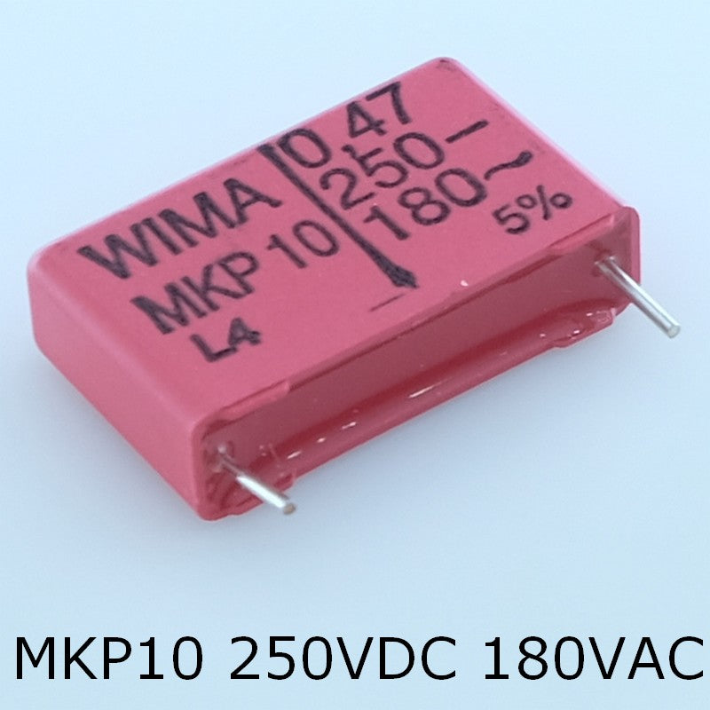 Condensateur film PP MKP10 470nF 250VDC 180VAC 7x16.5x26.5mm pas22.5 5% Wima - Distri-Compo