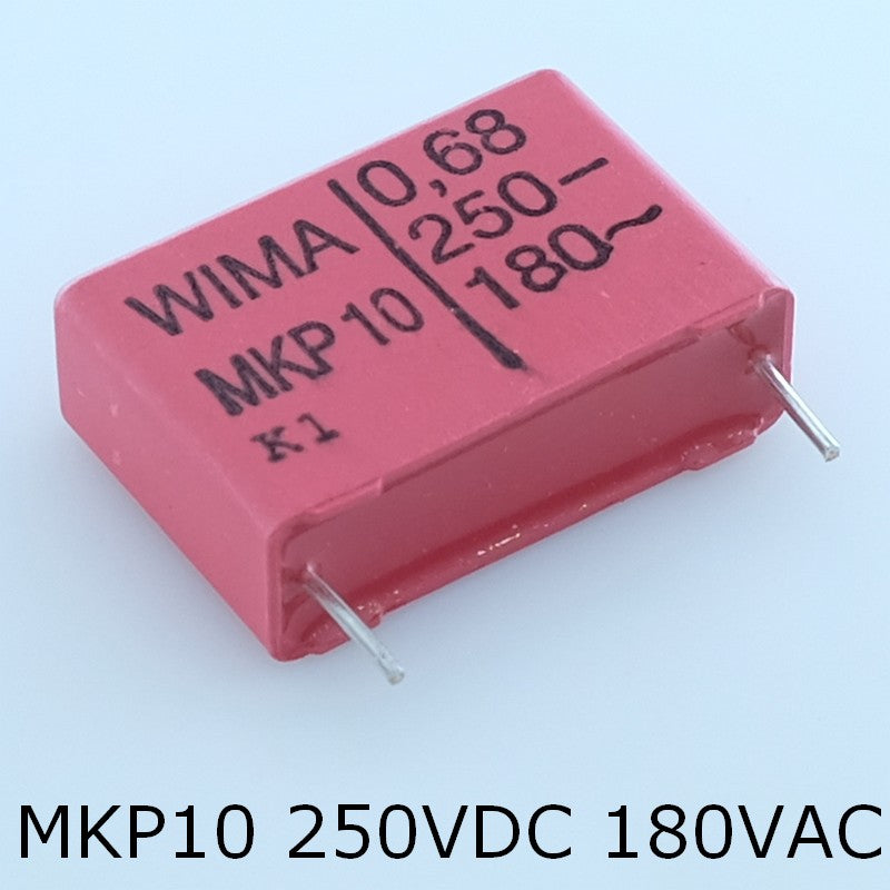 Condensateur film PP MKP10 680nF 250VDC 180VAC 8.5x18.5x26.5mm pas22.5 Wima - Distri-Compo