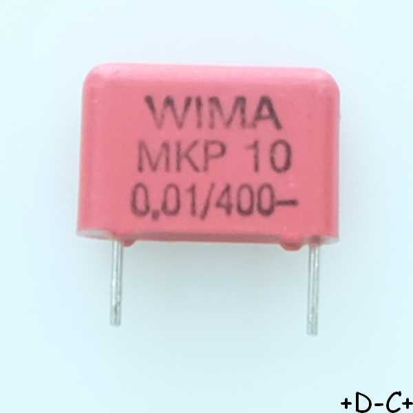 Condensateur film PP MKP10 10nF 400VDC 250VAC 4x9x13mm pas10 10% Wima