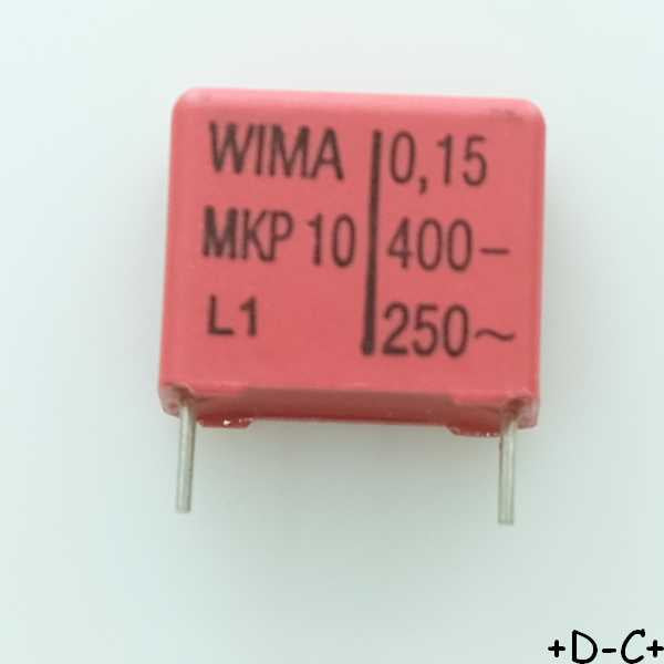 Condensateur film PP MKP10 150nF 400VDC 250VAC 8x15x18mm pas15 5% Wima