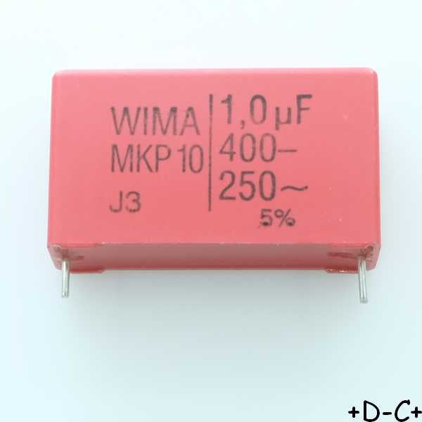 Condensateur film PP MKP10 1µF 400VDC 250VAC 13x24x31.5mm pas37.5 5% Wima