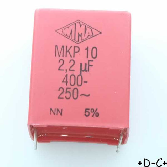 Condensateur film PP MKP10 2.2µF 400VDC 250VAC 20x39.5x31.5mm pas27.5 5% Wima