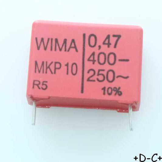 Condensateur film PP MKP10 470nF 400VDC 250VAC 10.5x19x26.5mm pas22.5 10% Wima