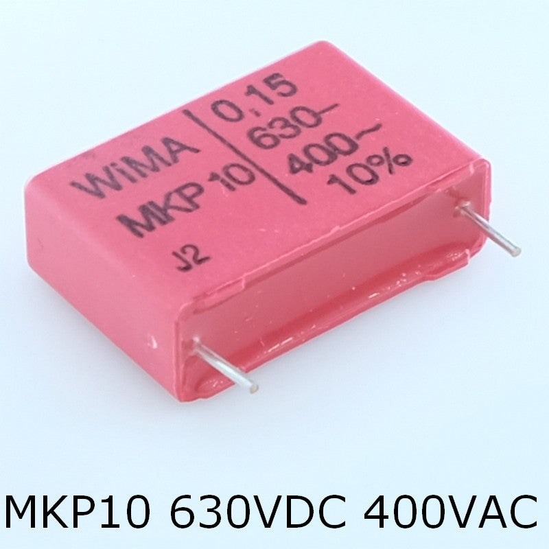 Condensateur film PP MKP10 150nF 630VDC 400VAC 8.5x18.5x26.5mm pas22.5 10% Wima - Distri-Compo