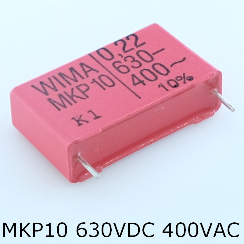 Condensateur film PP MKP10 220nF 630VDC 400VAC 9x19x31.5mm pas27.5 10% Wima - Distri-Compo