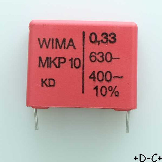 Condensateur film PP MKP10 330nF 630VDC 400VAC 11x21x26.5mm pas22.5 10% Wima