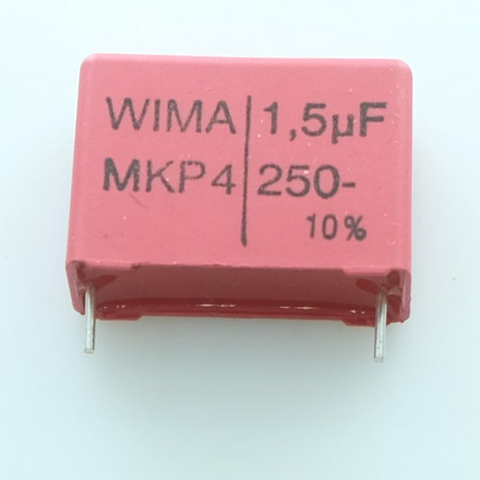 Condensateur film PP MKP4 1.5µF 250VDC 160VAC 10.5x19x26.5mm pas22.5 10% Wima