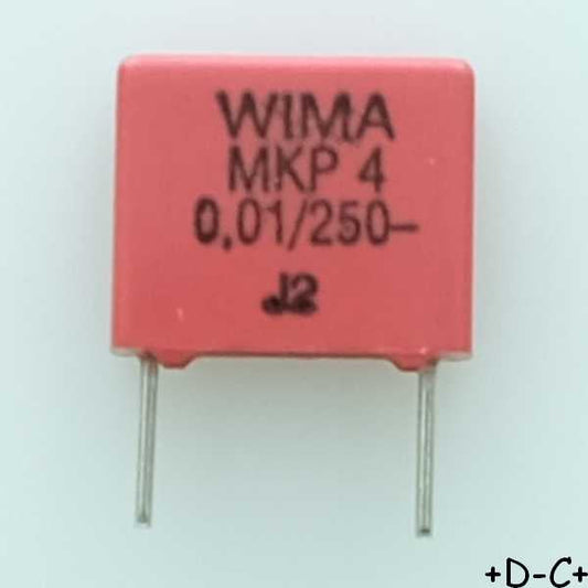 Condensateur film PP MKP4 10nF 250VDC 160VAC 3x8.5x10mm pas7.5 5% Wima