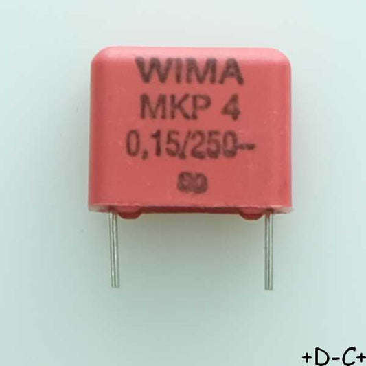 Condensateur film PP MKP4 150nF 250VDC 160VAC 5x11x13mm pas10 5% Wima