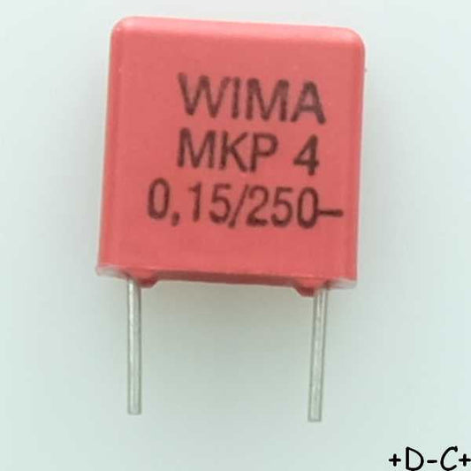 Condensateur film PP MKP4 150nF 250VDC 160VAC 5x10.5x10.3mm pas7.5 10% Wima