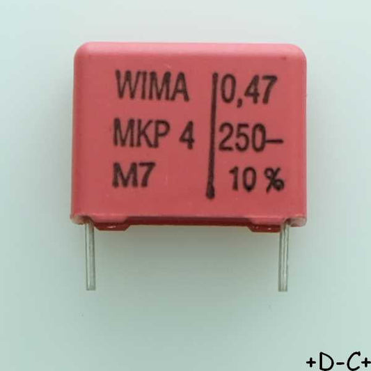 Condensateur film PP MKP4 470nF 250VDC 160VAC 7x14x18mm pas15 10% Wima