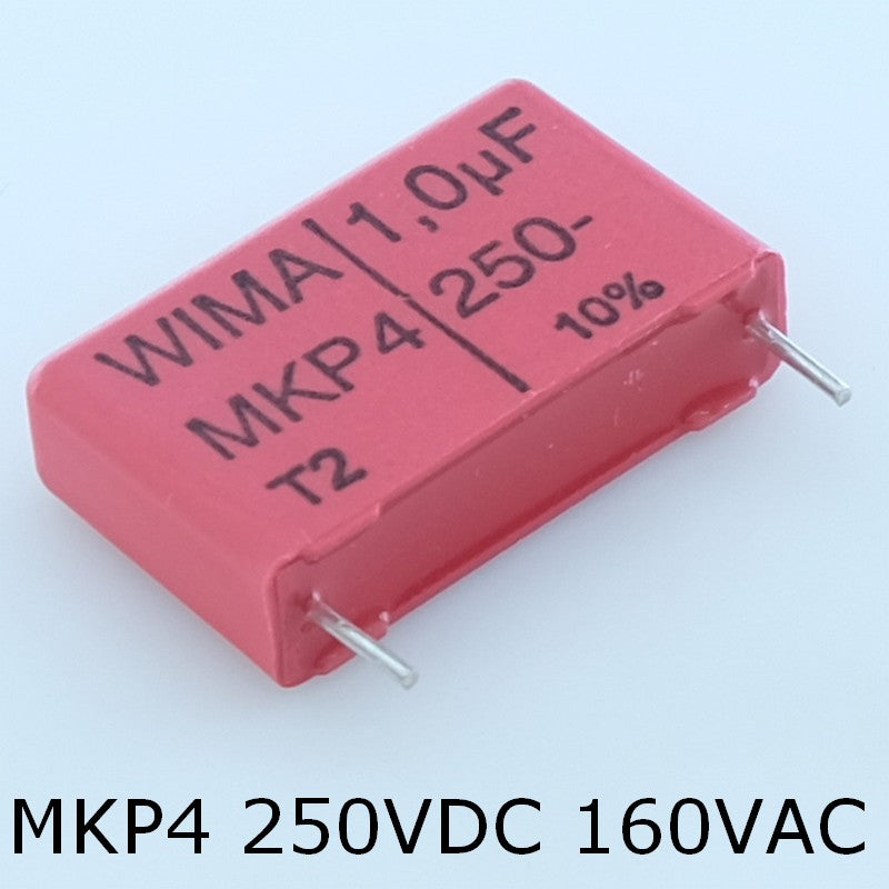 Condensateur film PP MKP4 1µF 250VDC 160VAC 7x16.5x26.5mm pas22.5 10% Wima