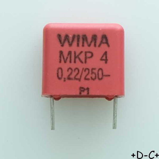 Condensateur film PP MKP4 220nF 250VDC 160VAC 6x12x13mm pas10 5% Wima